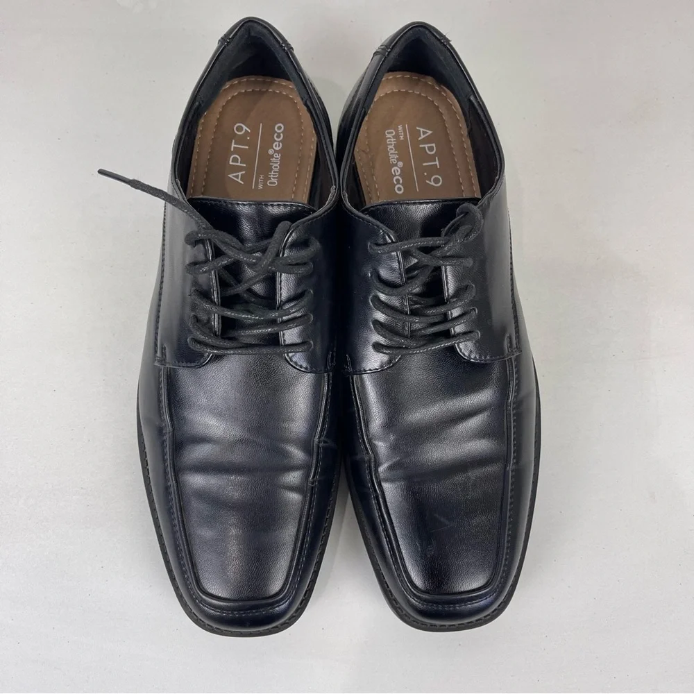 Apt 9 Men's Kirk Dress Shoes Black Ortholite Square Toe Comfort Shoes Size 8.5M
